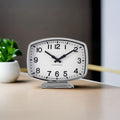 Orsina Bailie Table Clock – Modern Silver Chrome Minimalist Desk Clock