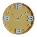 Orsina Vitus Yellow Wood Wall Clock – Large Digit Silent Timepiece