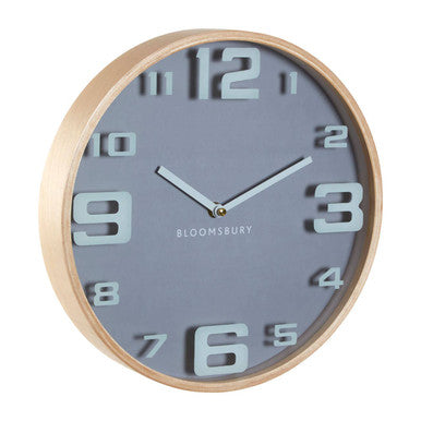 Orsina Vitus Large Digits Wall Clock – Modern Natural Wood & Grey