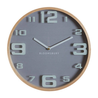 Orsina Vitus Large Digits Wall Clock – Modern Natural Wood & Grey