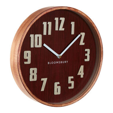 Orsina Vitus Wall Clock – Red Grain Retro Analog Timepiece, Small