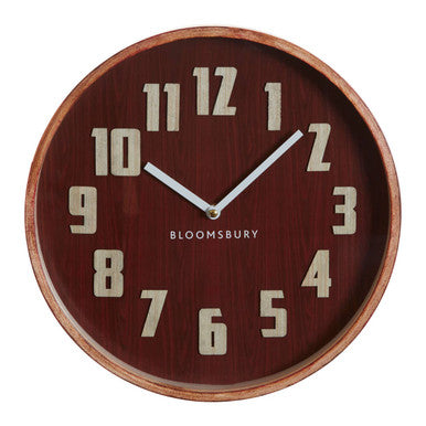 Orsina Vitus Wall Clock – Red Grain Retro Analog Timepiece, Small