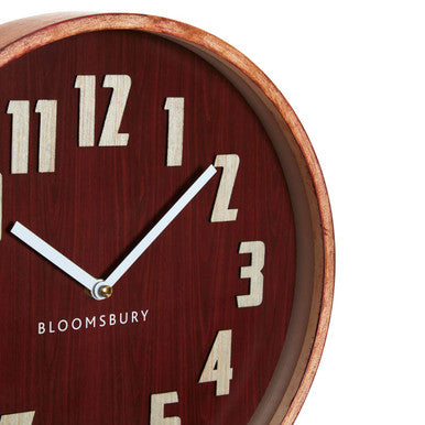 Orsina Vitus Wall Clock – Red Grain Retro Analog Timepiece, Small