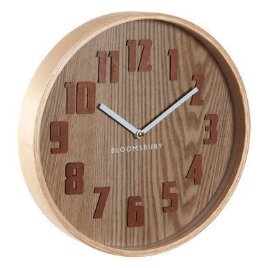 Orsina Vitus Small Wall Clock – Brown Wood Grain Minimalist Decor
