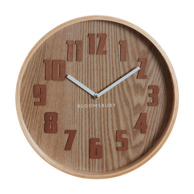 Orsina Vitus Small Wall Clock – Brown Wood Grain Minimalist Decor