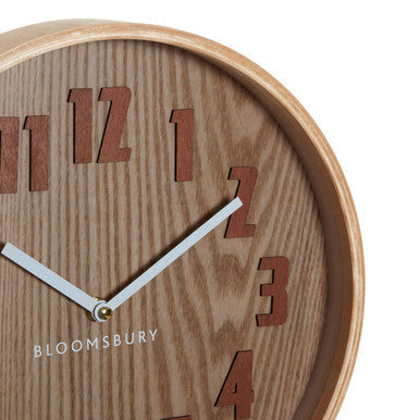 Orsina Vitus Small Wall Clock – Brown Wood Grain Minimalist Decor