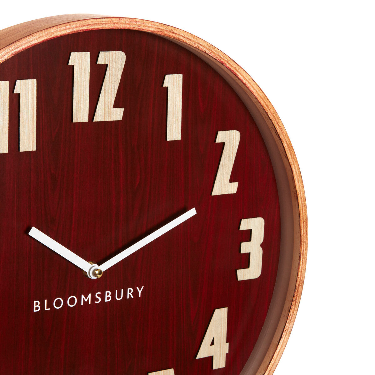 Orsina Vitus Red Grain Large Wall Clock – Retro Wood Wall Decor