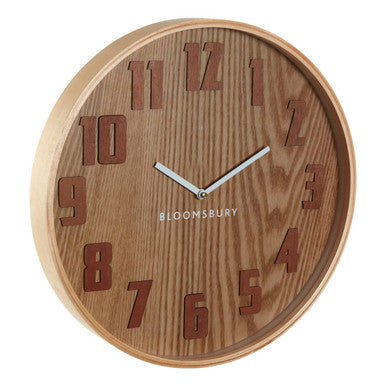 Orsina Vitus Large Wall Clock – Brown Grain Retro Mid-Century Style