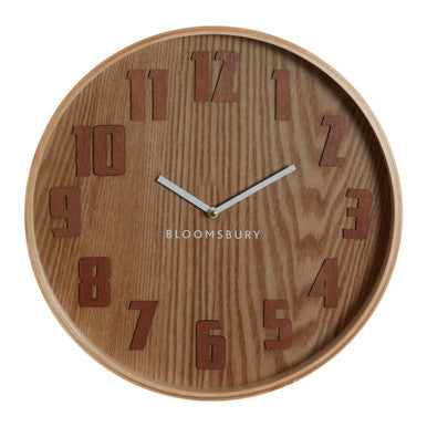 Orsina Vitus Large Wall Clock – Brown Grain Retro Mid-Century Style
