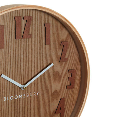 Orsina Vitus Large Wall Clock – Brown Grain Retro Mid-Century Style