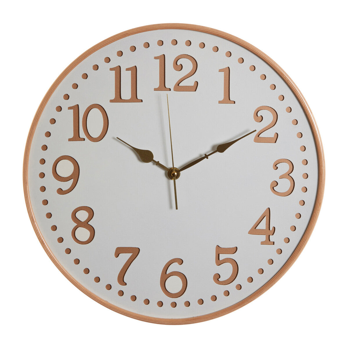 Orsina Vitus White Wood Wall Clock with Gold Numbers | 12-Inch Round