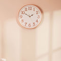 Orsina Vitus White Wood Wall Clock with Gold Numbers | 12-Inch Round