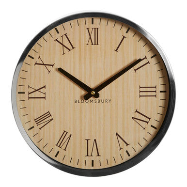 Orsina Vitus Wall Clock – Natural and Silver Modern Minimalist Decor