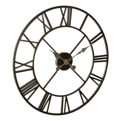 Orsina Vitus Black Metal Wall Clock – Large Industrial Minimalist Decor