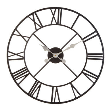 Orsina Vitus Black Metal Wall Clock – Large Industrial Minimalist Decor