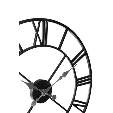 Orsina Vitus Black Metal Wall Clock – Large Industrial Minimalist Decor