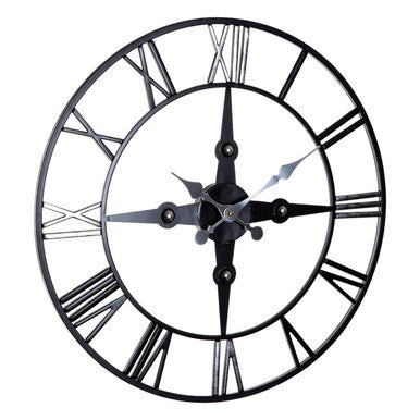 Orsina Vitus Wall Clock – Modern Black and Silver Roman Numeral Clock