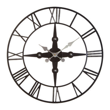 Orsina Vitus Wall Clock – Modern Black and Silver Roman Numeral Clock