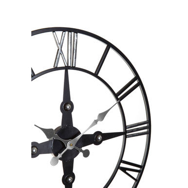 Orsina Vitus Wall Clock – Modern Black and Silver Roman Numeral Clock