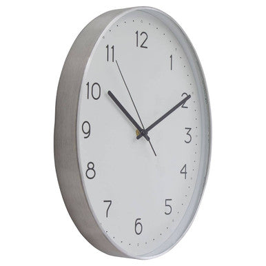 Orsina Elko Oval Wall Clock – Modern Silver Metallic Minimalist Decor