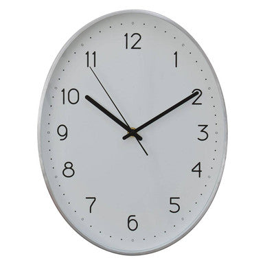 Orsina Elko Oval Wall Clock – Modern Silver Metallic Minimalist Decor