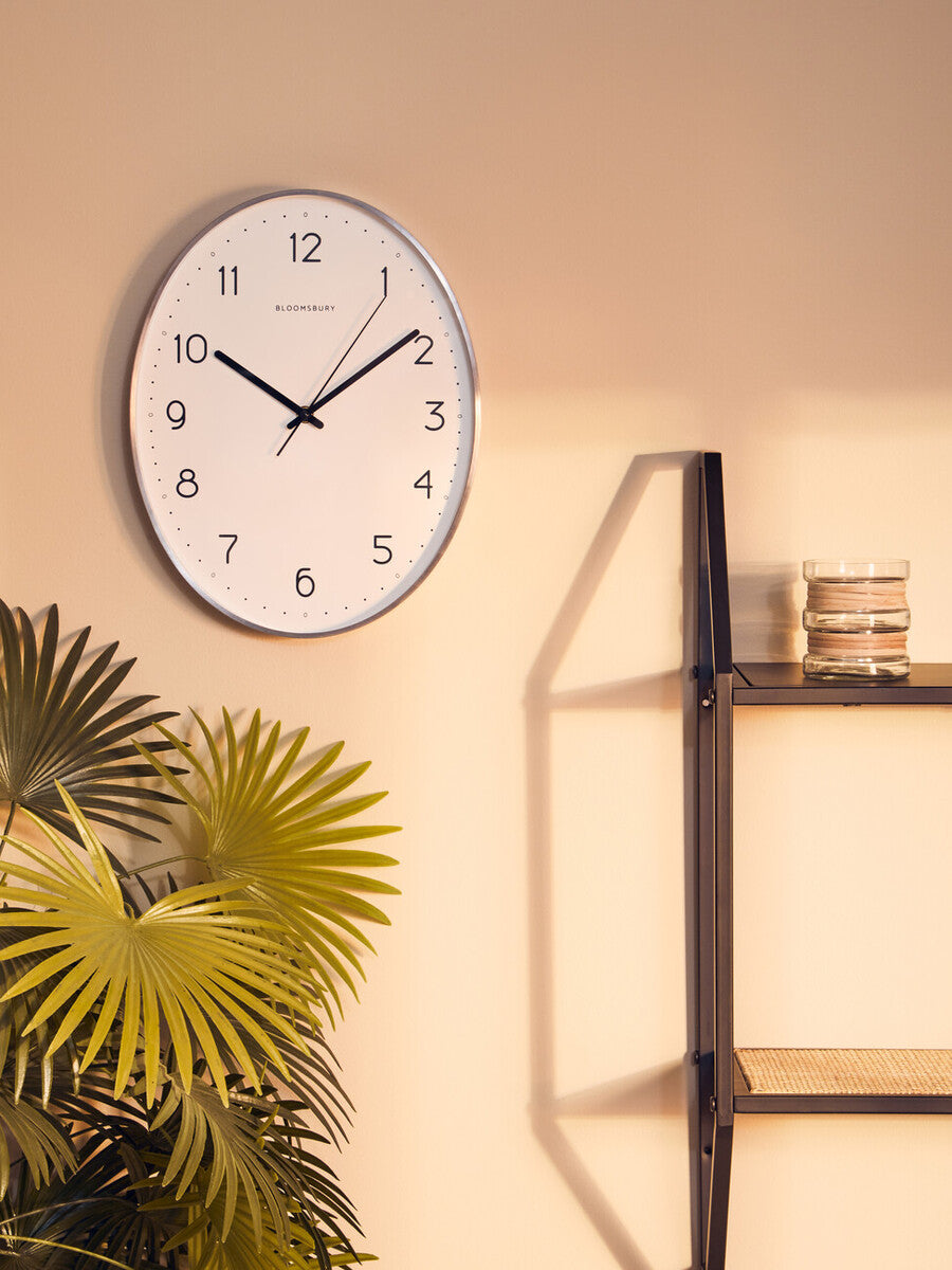 Orsina Elko Oval Wall Clock – Dark Grey Industrial Silent Metal Clock