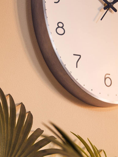 Orsina Elko Oval Wall Clock – Dark Grey Industrial Silent Metal Clock
