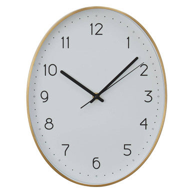 Orsina Elko Oval Gold Wall Clock – Luxury Brass Finish Modern Decor