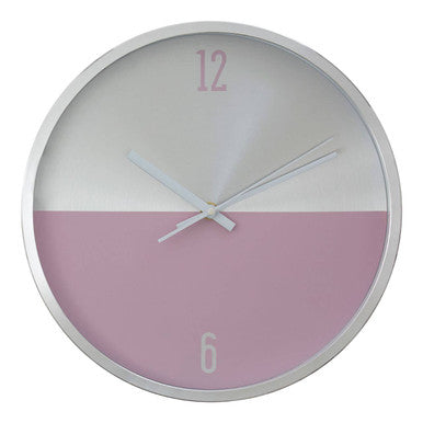 Orsina Elko Wall Clock – Modern Two-Tone Silver and Pink Metallic Finish