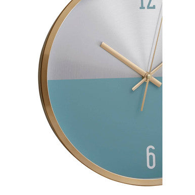 Orsina Elko Modern Wall Clock – Silver, Gold and Blue Metallic Finish