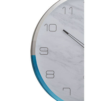 Orsina Elko Modern Wall Clock | Silent Blue and Silver Frame