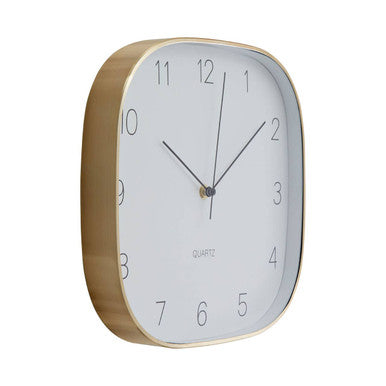 Orsina Elko Square Gold Wall Clock – Luxury Geometric Metallic Finish