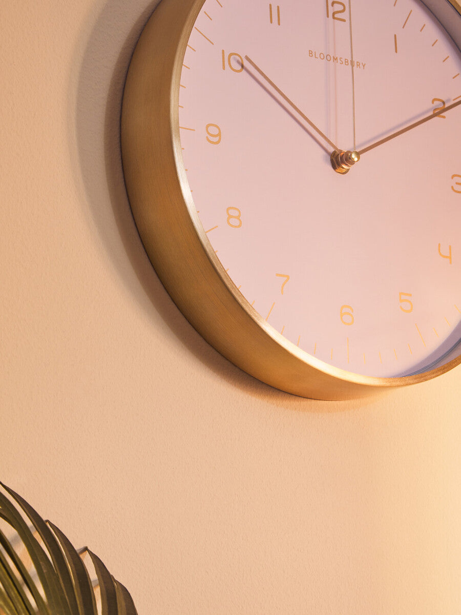 Orsina Elko Gold and Pink Wall Clock – Silent Decorative Timepiece
