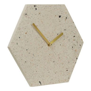 Orsina Mimo Terrazzo Wall Clock – Hexagonal Pink and Grey Decor