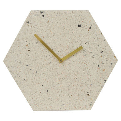 Orsina Mimo Terrazzo Wall Clock – Hexagonal Pink and Grey Decor