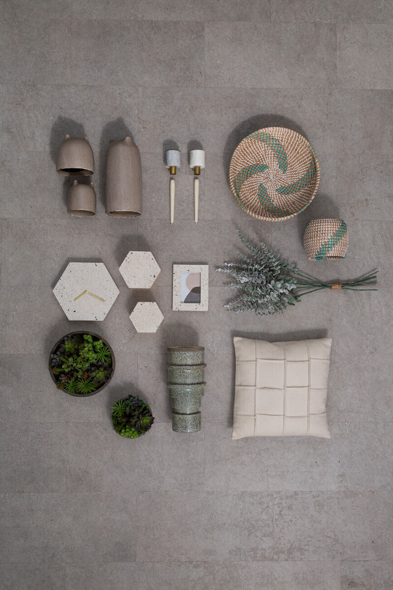 Orsina Mimo Terrazzo Wall Clock – Hexagonal Pink and Grey Decor