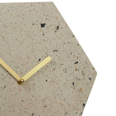 Orsina Mimo Terrazzo Wall Clock – Hexagonal Pink and Grey Decor