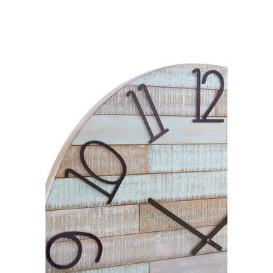 Orsina Castlewood Round Fir Wood Wall Clock – Rustic Industrial Decor