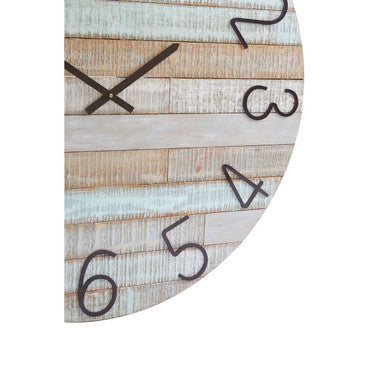 Orsina Castlewood Round Fir Wood Wall Clock – Rustic Industrial Decor