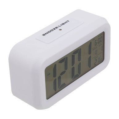 Orsina Camran Digital Alarm Clock – White LCD Display Desk Timepiece