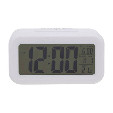 Orsina Camran Digital Alarm Clock – White LCD Display Desk Timepiece