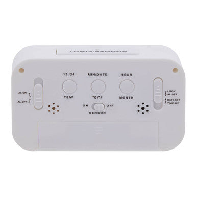 Orsina Camran Digital Alarm Clock – White LCD Display Desk Timepiece
