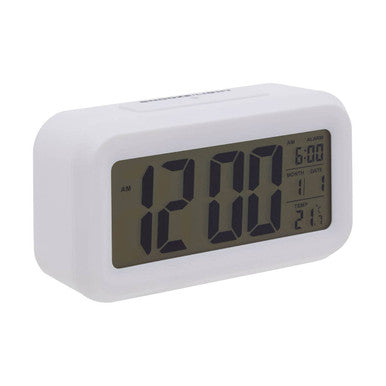 Orsina Camran Digital Alarm Clock – White LCD Display Desk Timepiece