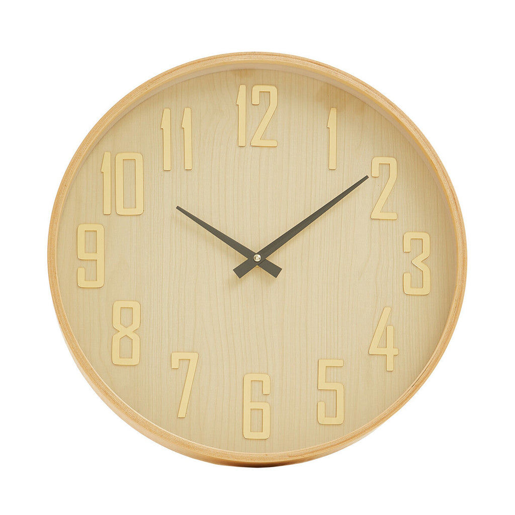 Orsina Vitus Natural Wall Clock – Round Scandi Style Wooden Timepiece