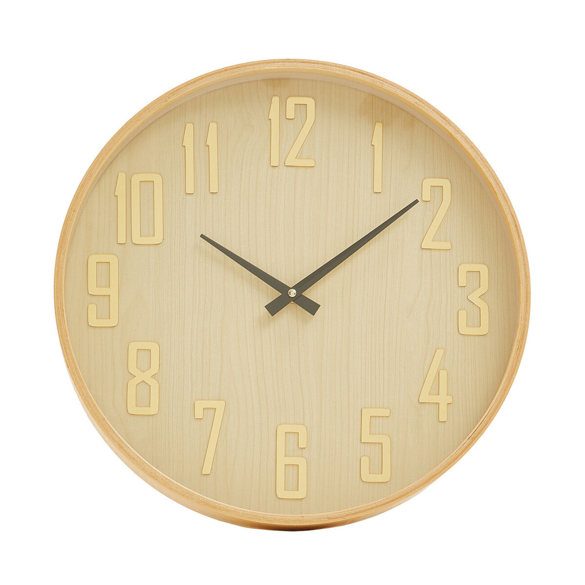 Orsina Vitus Natural Wall Clock – Round Scandi Style Wooden Timepiece
