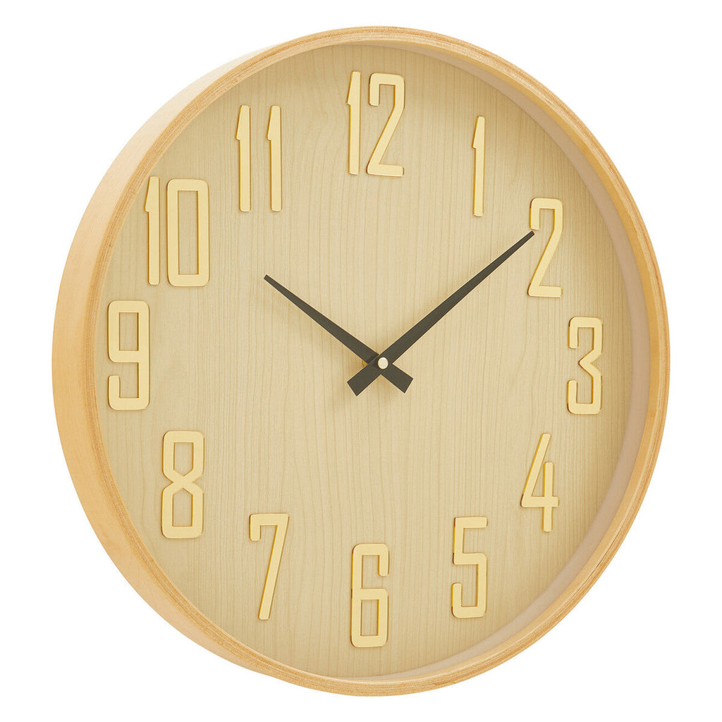 Orsina Vitus Natural Wall Clock – Round Scandi Style Wooden Timepiece