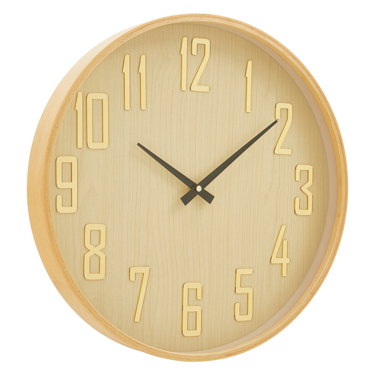 Orsina Vitus Natural Wall Clock – Round Scandi Style Wooden Timepiece