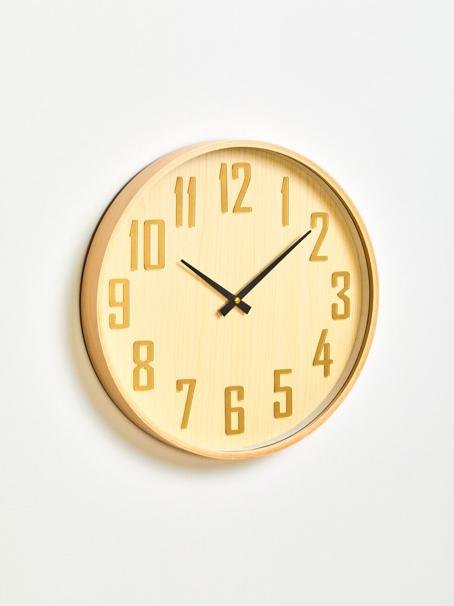 Orsina Vitus Natural Wall Clock – Round Scandi Style Wooden Timepiece