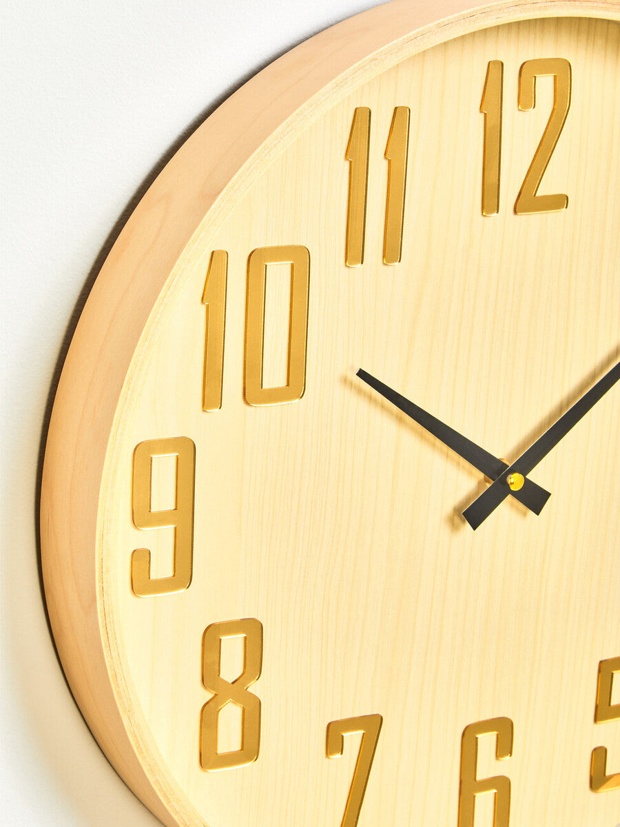 Orsina Vitus Natural Wall Clock – Round Scandi Style Wooden Timepiece