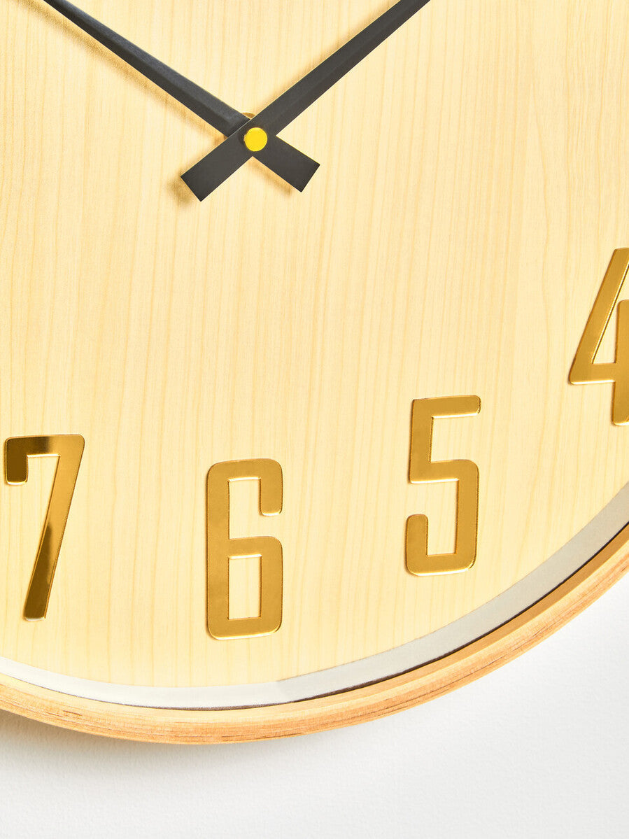 Orsina Vitus Natural Wall Clock – Round Scandi Style Wooden Timepiece